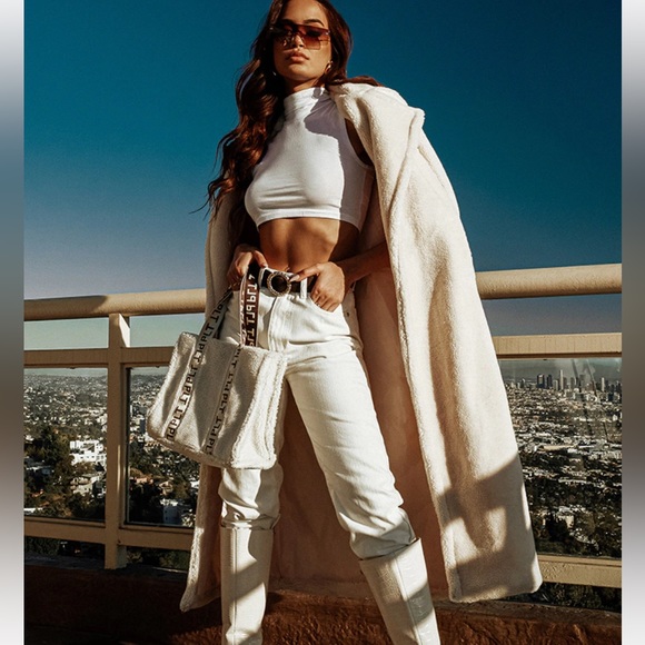 Cream Teddy Bear Borg Military Trims Coat - Picture 2 of 7